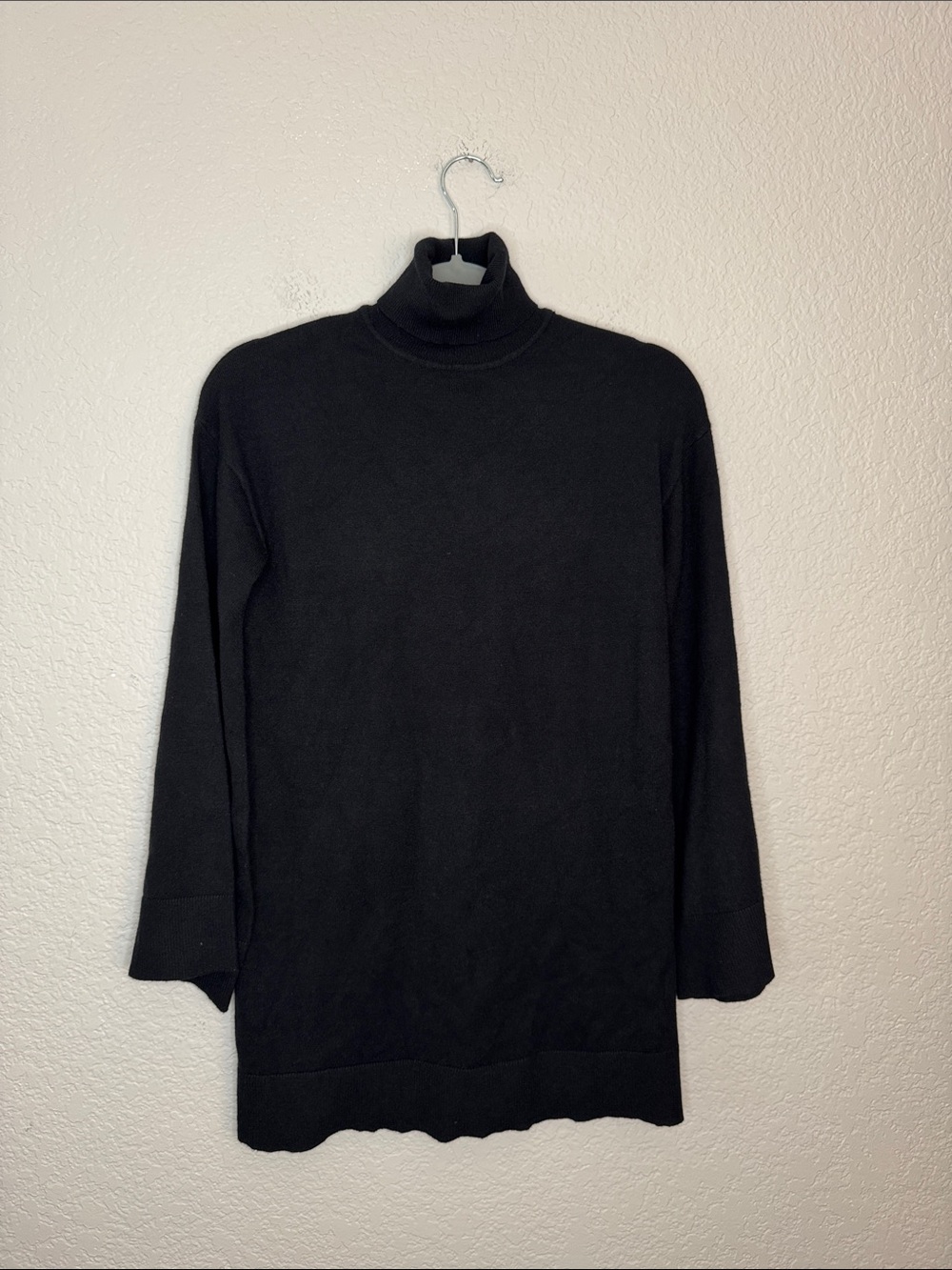 LPA Fallon Black Turtleneck Sweater Mini Dress XS Bell Sleeve - Picture 2 of 6